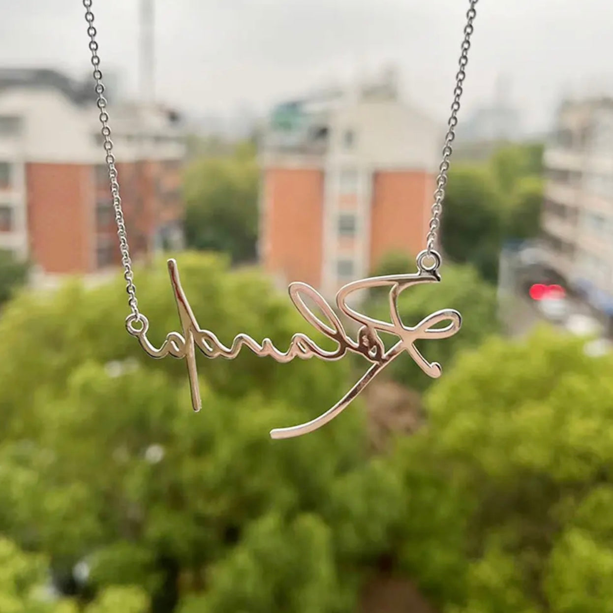 Iced Cursive Script Necklace